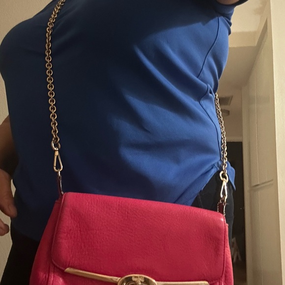 Coach Hot Pink Leather Crossbody with Gold Hardware - Picture 7 of 8
